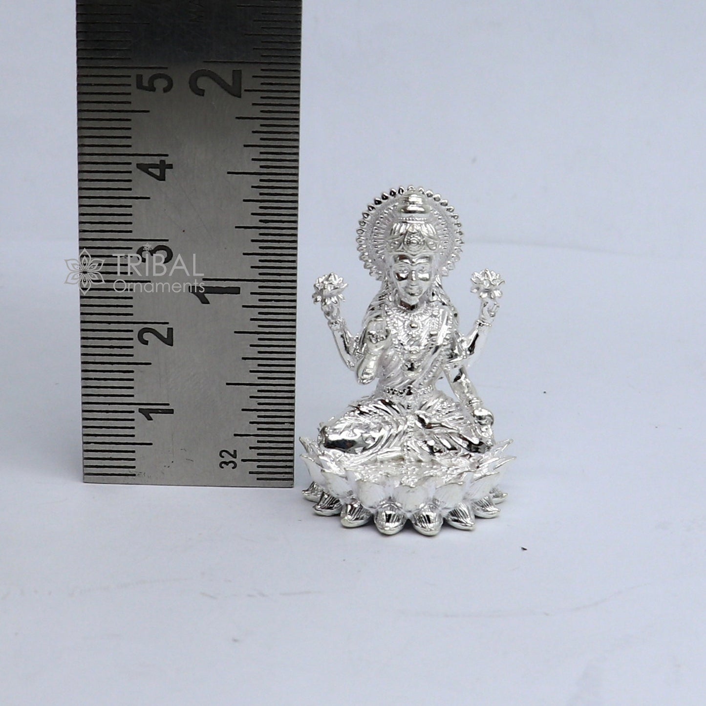 1.5" 925 Sterling silver Lakshmi and Ganesha statue, puja article figurine, Diwali puja brings joy, hope, and wealth to the owners art746 - TRIBAL ORNAMENTS