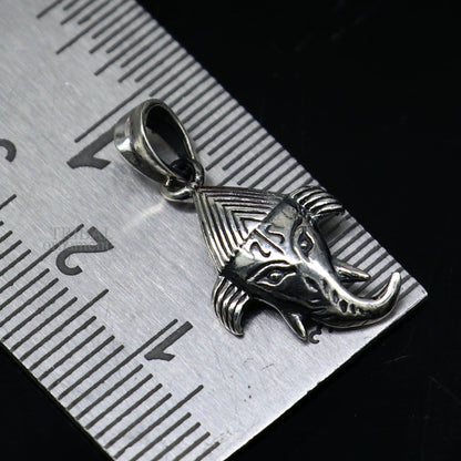 Sterling silver Lord Ganesha pendant by Tribal Ornaments, unisex jewelry with intricate design, perfect personalized gift.