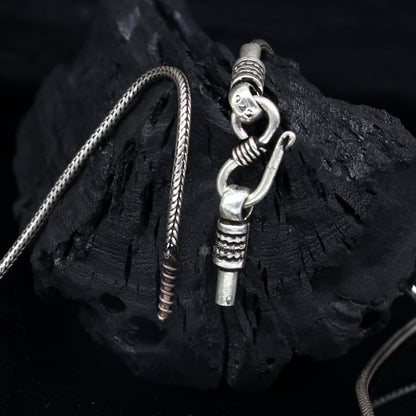 925 silver guitar pendant with wheat chain, unisex jewelry, detailed design, from TRIBAL ORNAMENTS, perfect for gifting.