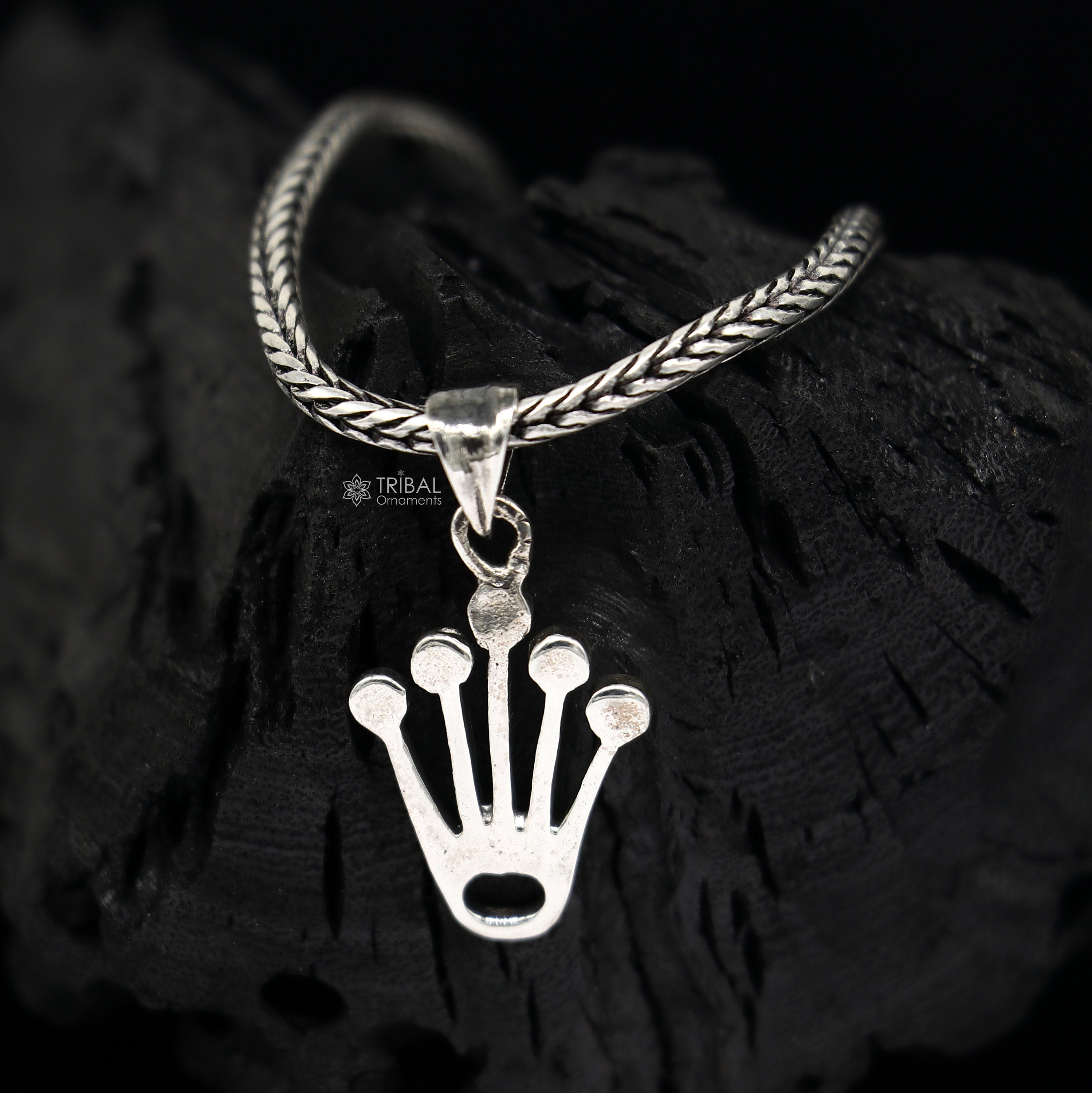 kudos CROWN NECKLACE シルバー 925 pure silver KING CROWN pendant with wheat chain necklace