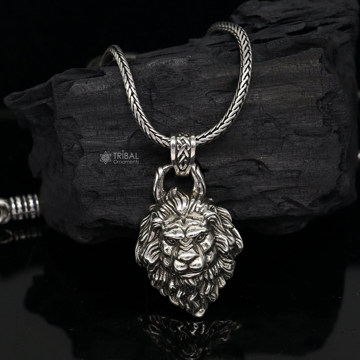 925 pure silver LION FACE pendant best gifting pendant, wheat chain necklace locket best gifting jewelry NSP729 - TRIBAL ORNAMENTS