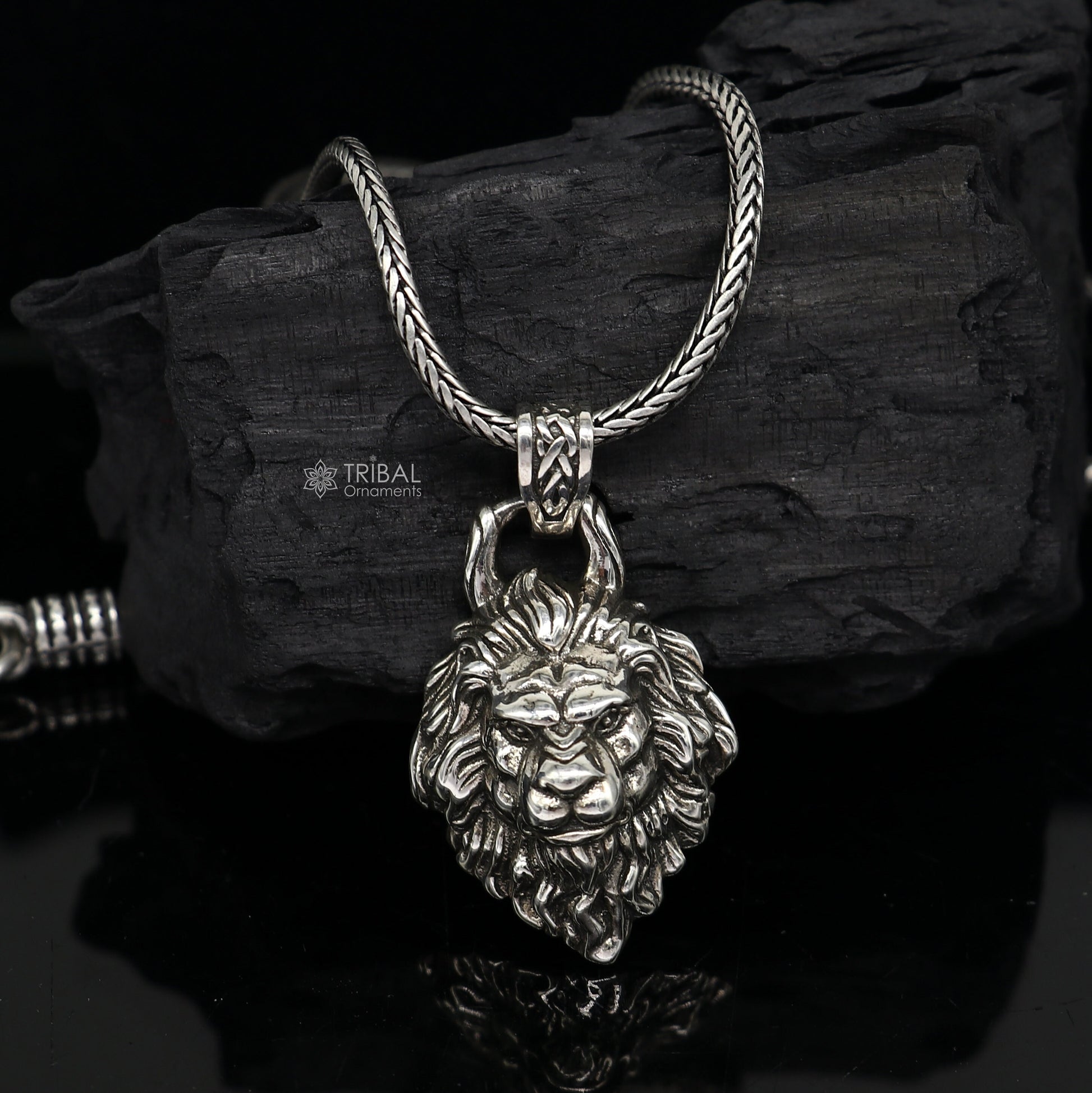 925 pure silver LION FACE pendant best gifting pendant, wheat chain necklace locket best gifting jewelry NSP729 - TRIBAL ORNAMENTS