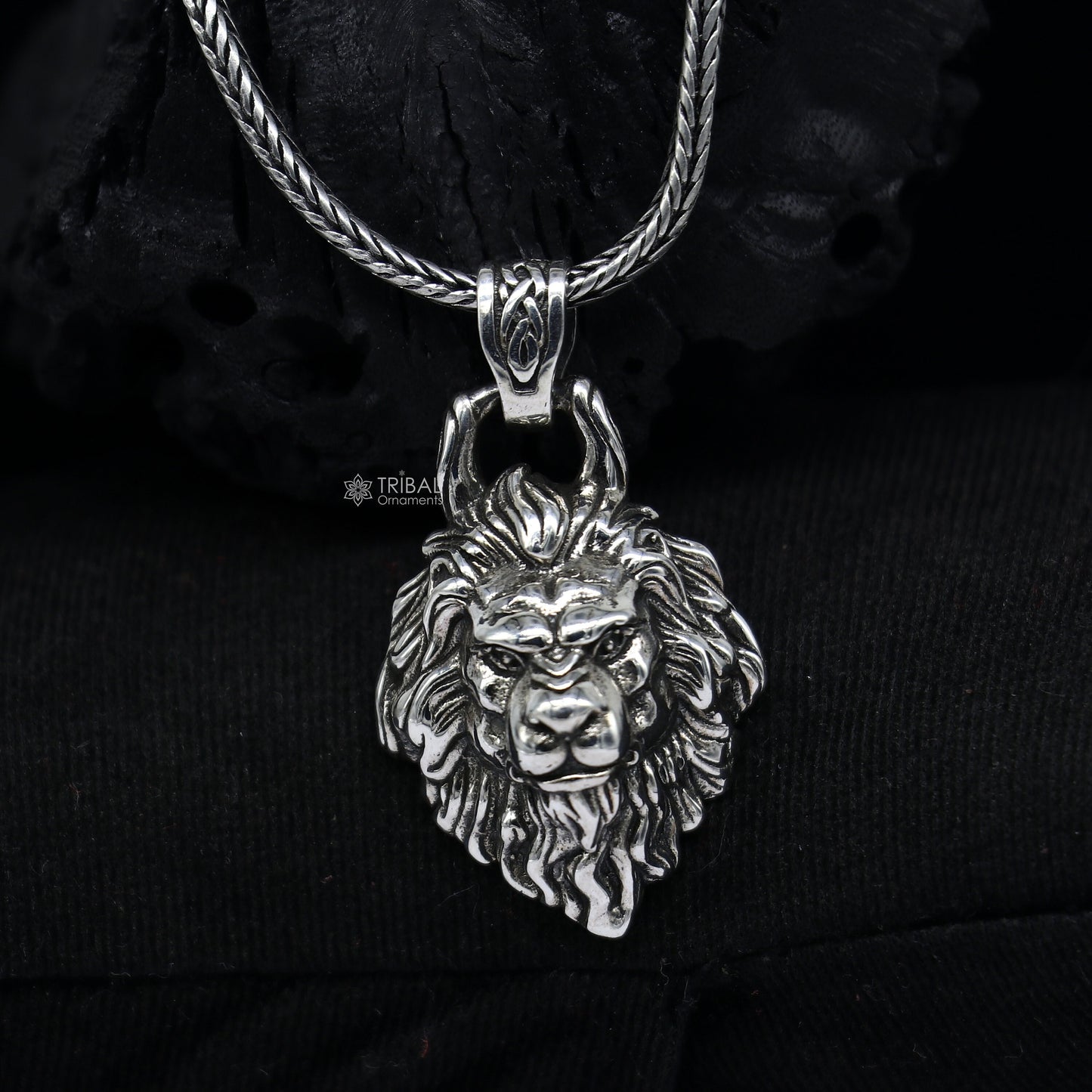 925 pure silver LION FACE pendant best gifting pendant, wheat chain necklace locket best gifting jewelry NSP729 - TRIBAL ORNAMENTS