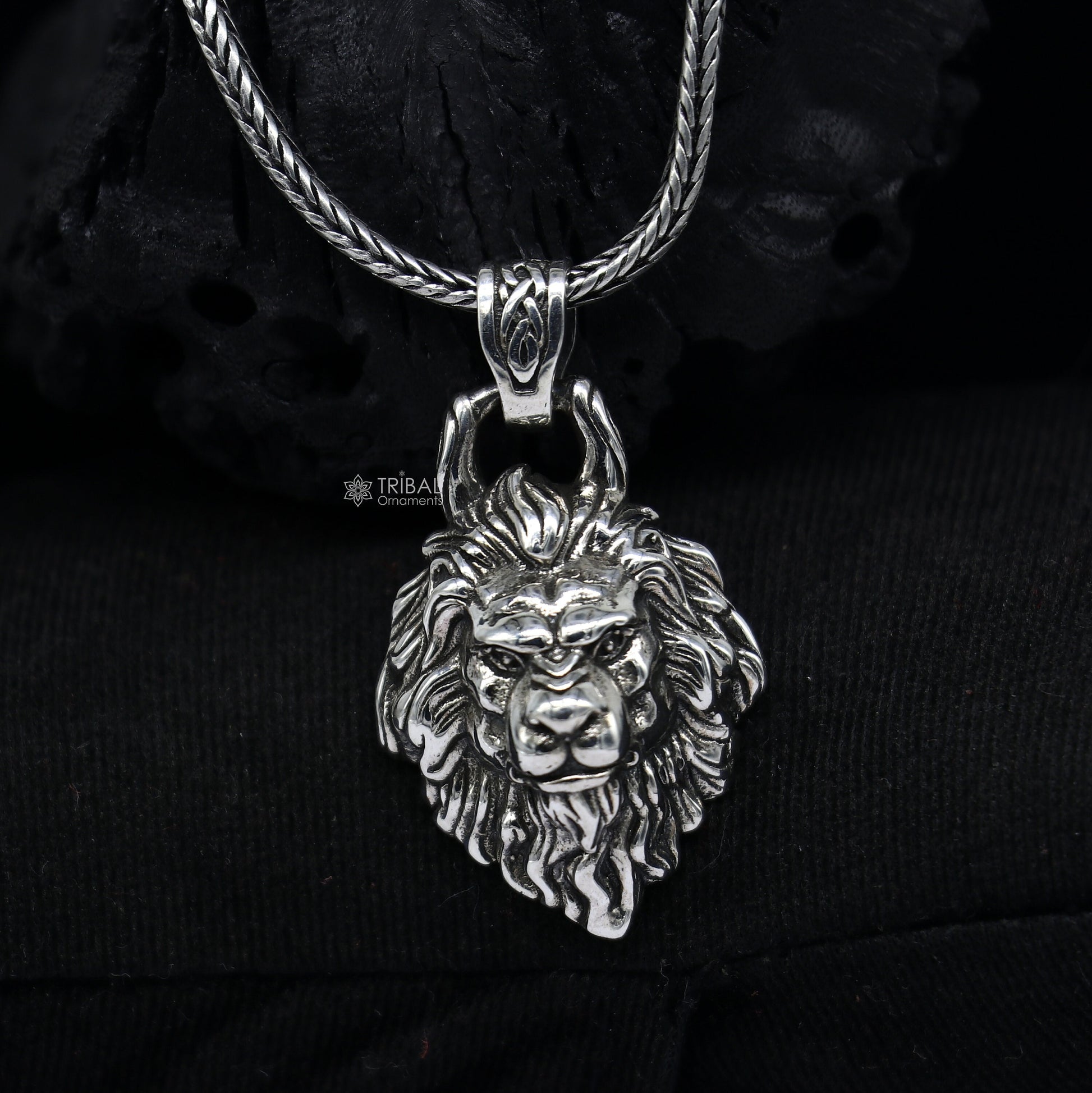 925 pure silver LION FACE pendant best gifting pendant, wheat chain necklace locket best gifting jewelry NSP729 - TRIBAL ORNAMENTS