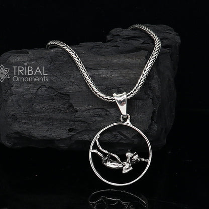 925 pure silver Lord Hanuman pendant on wheat chain necklace, unisex jewelry, intricate tribal design, ideal for gifting