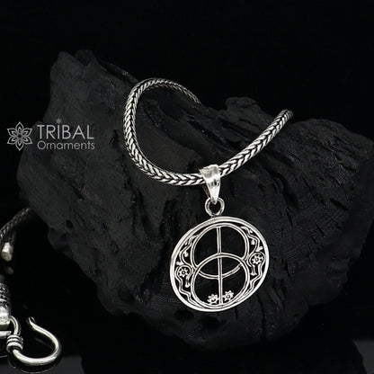 925 pure silver Chalice Well Sacred Geometry pendant, delicate jewelry with wheat chain necklace, handmade by TRIBAL ORNAMENTS.