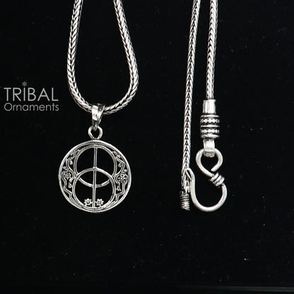 925 pure silver Chalice Well Sacred Geometry pendant from Tribal Ornaments, featuring intricate design and delicate craftsmanship.