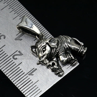 925 sterling silver elephant pendant by TRIBAL ORNAMENTS, intricately designed small elephant jewelry for gifting or everyday wear.