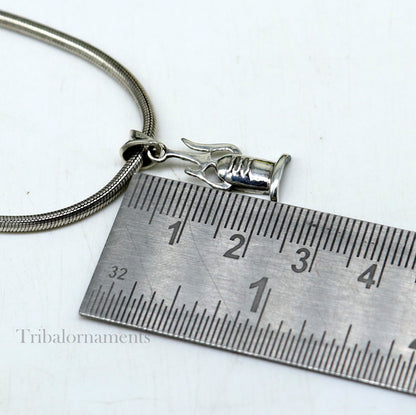 925 sterling silver Lord Shiva Lingam pendant, unisex tribal jewelry with detailed Hindu idol design, perfect for personalized gifting.