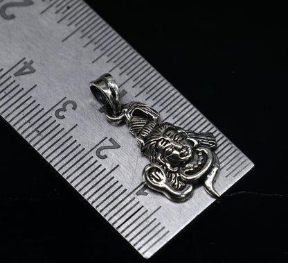 Unisex 925 sterling silver Lord Shiva pendant featuring intricate Hindu idol design, handcrafted tribal jewelry, customizable for gifting.