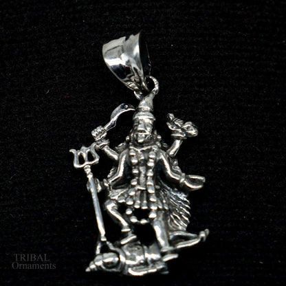 925 sterling silver Goddess Kalika Maa pendant, tribal jewelry featuring Kali Ma design, personalized religious pendant.
