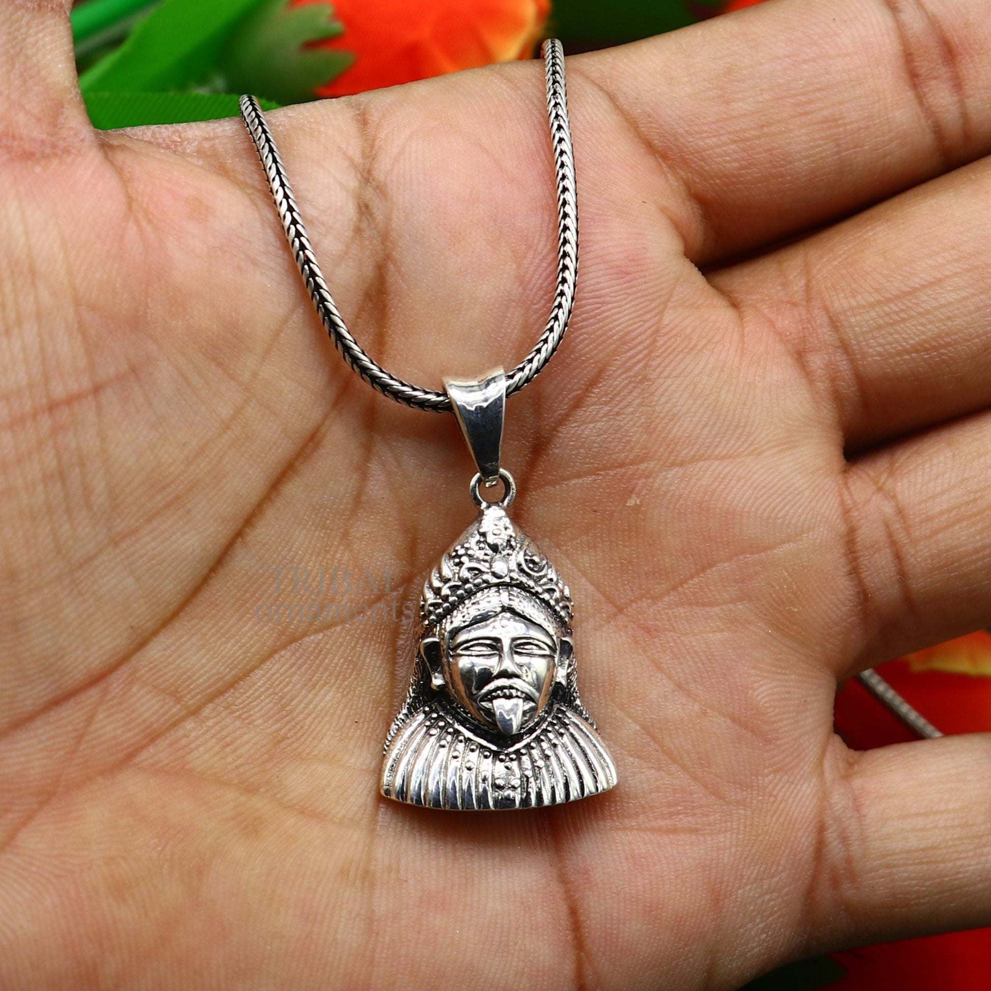 925 sterling silver blessing Goddess Kalika maa/ Kali ma pendant, amazing unisex mahakali pendant jewelry tribal jewelry ssp1565 - TRIBAL ORNAMENTS