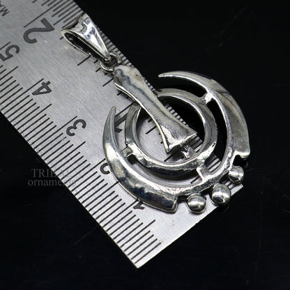 925 sterling silver Khalsa pendant with Sikha Sardar logo, customized design, featuring Waheguru symbol from Tribal Ornaments.