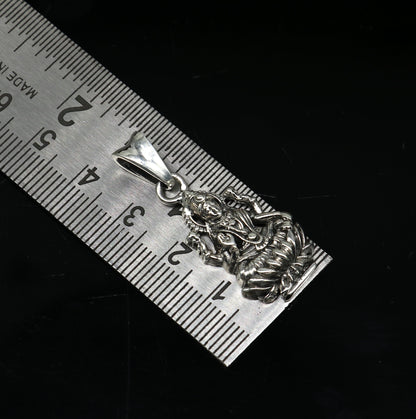 925 sterling silver customized vintage antique style Goddess Laxmi Pendant, amazing design stunning pendant unisex gifting jewelry ssp538 - TRIBAL ORNAMENTS