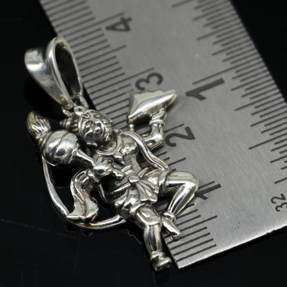 Sterling silver Lord Hanuman BajaranBali pendant with vintage tribal design, unisex jewelry gift from TRIBAL ORNAMENTS.