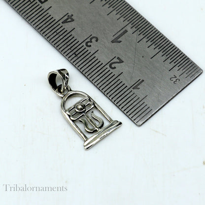 925 sterling silver Lord Shiva Lingam pendant, unisex Hindu jewelry with intricate design, suitable for religious or everyday wear.