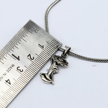 925 sterling silver Krishna Sudarshan Chakra flute and Shankh pendant jewelry, tribal ornaments divine god necklace design