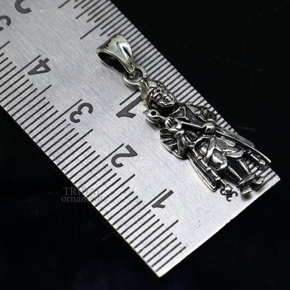 925 sterling silver Lord Murugan Karthikeya pendant, elegant handmade jewelry with intricate divine Lord design.