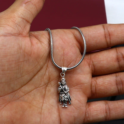 Sterling silver Lord Murugan Karthikeya pendant by Tribal Ornaments, intricate handmade jewelry featuring divine Indian design.