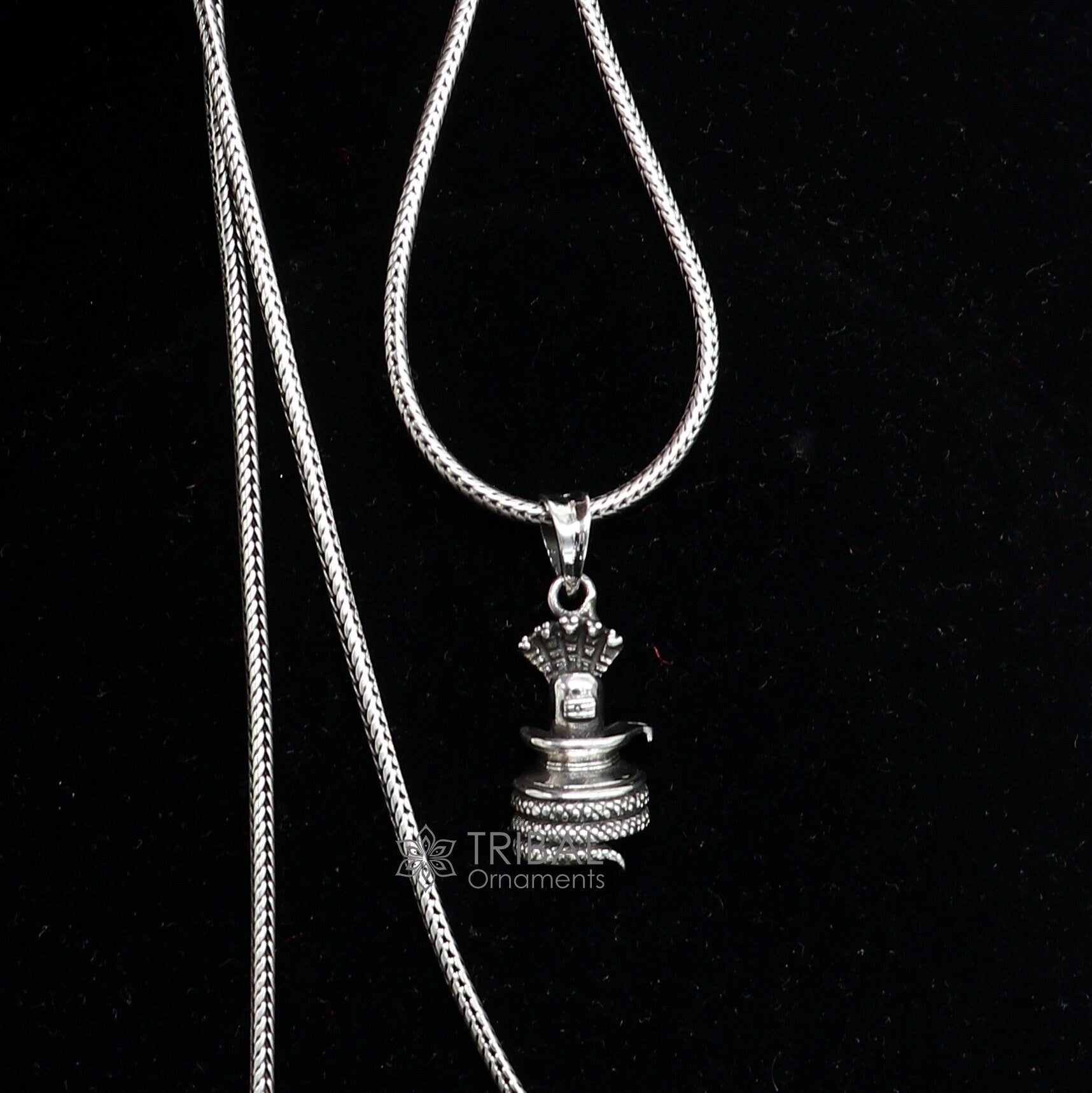 925 sterling silver Lord Shiva Lingam pendant necklace, tribal ornaments jewelry featuring a divine god pendant design.