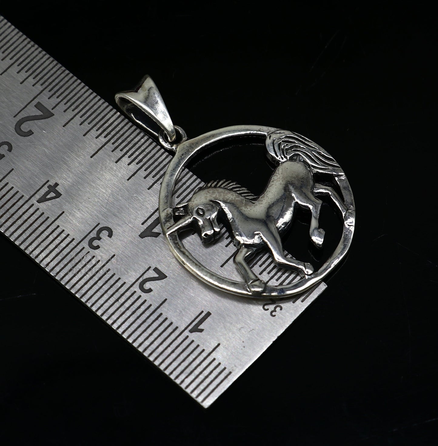 Sterling silver horse unicorn pendant by Tribal Ornaments, vintage and stylish jewelry for boys and girls.