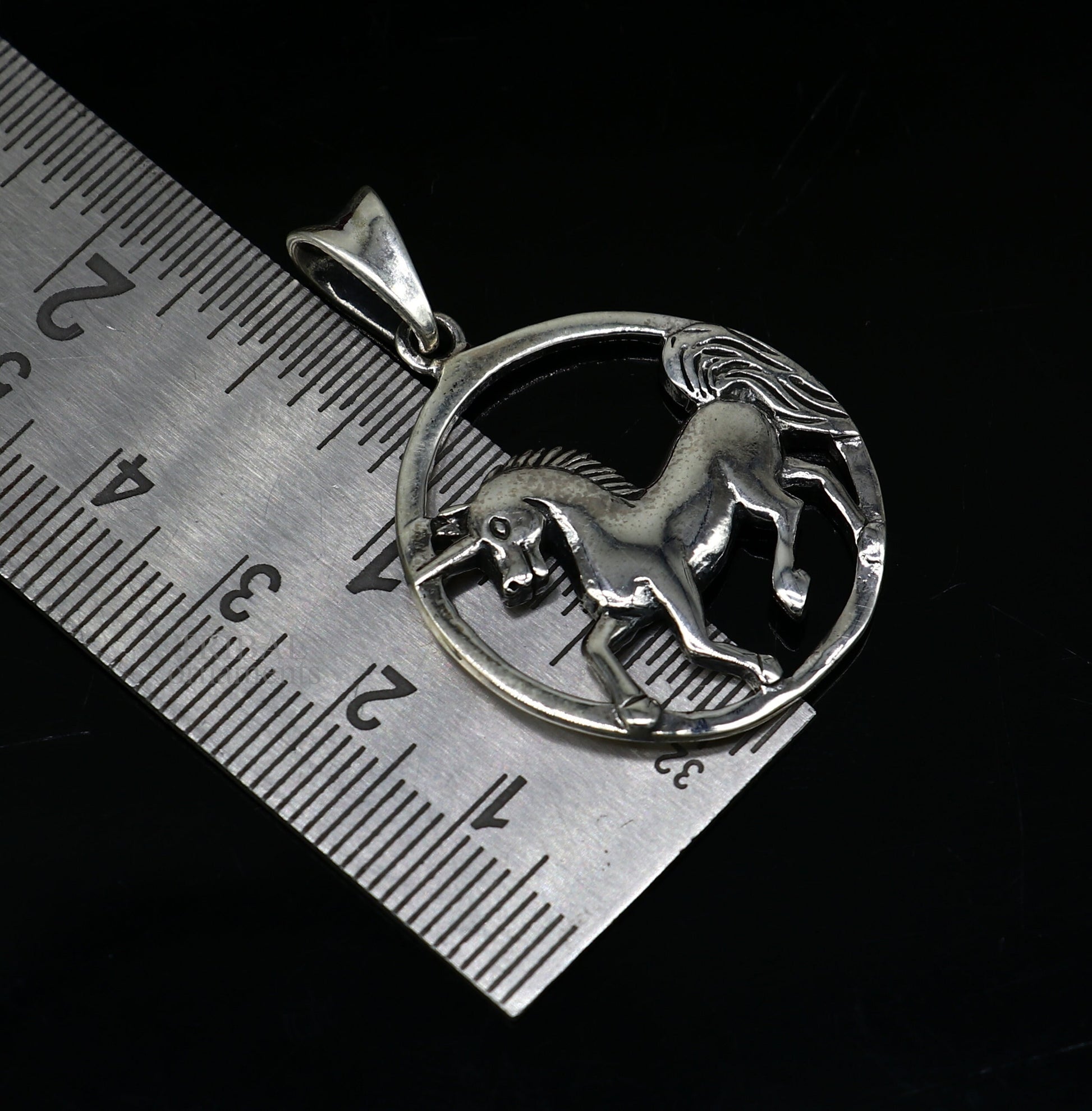 Sterling silver horse unicorn pendant by Tribal Ornaments, vintage and stylish jewelry for boys and girls.