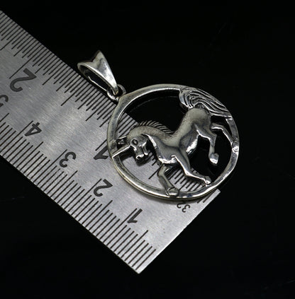 Sterling silver horse unicorn pendant by Tribal Ornaments, vintage and stylish jewelry for boys and girls.