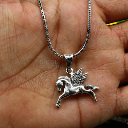 925 sterling silver horse and unicorn pendant by TRIBAL ORNAMENTS, elegant vintage jewelry for boys and girls, stylish and divine.