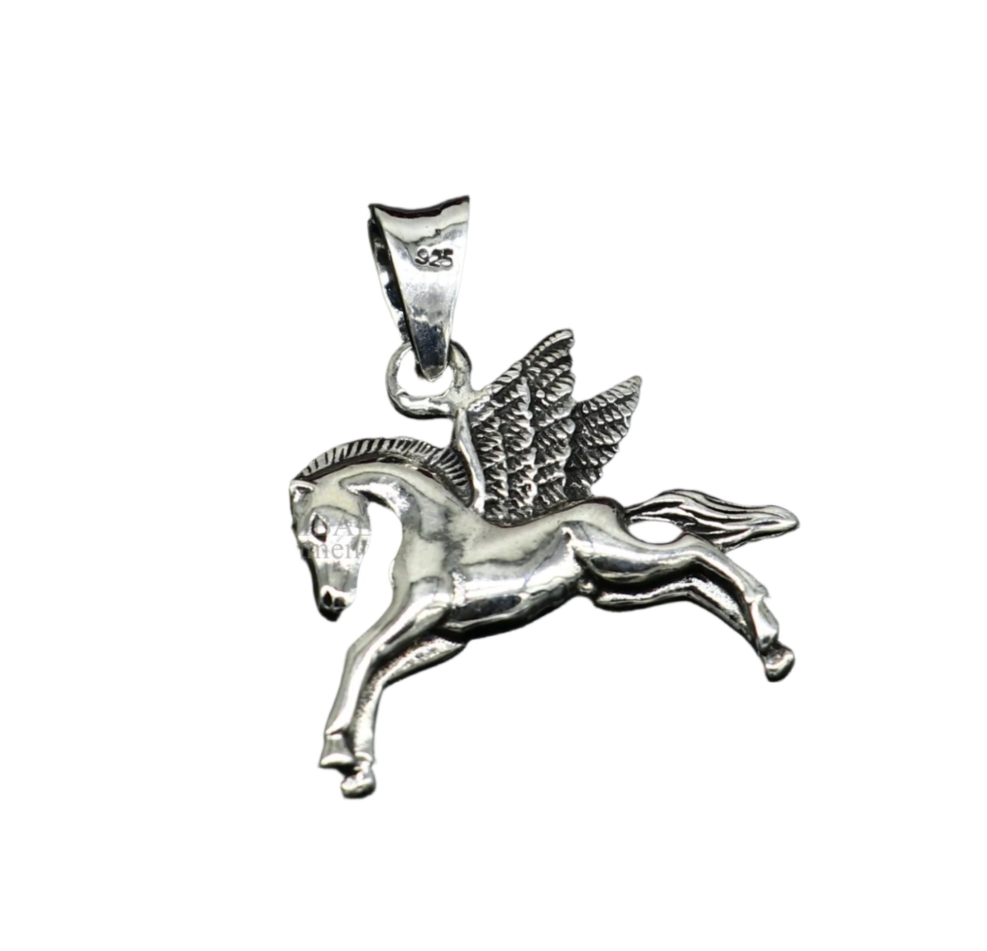 925 sterling silver horse and unicorn pendant by TRIBAL ORNAMENTS, vintage and stylish jewelry for boys and girls.