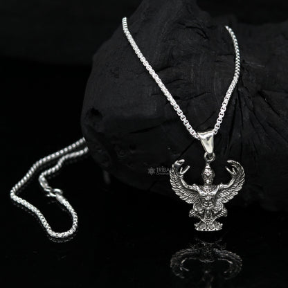 925 sterling silver Garuda pendant from TRIBAL ORNAMENTS featuring detailed bird-shaped animal jewelry for necklace adornment.