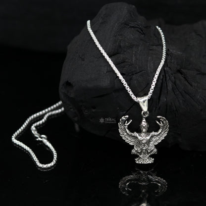 925 sterling silver Garuda pendant from TRIBAL ORNAMENTS, featuring detailed animal jewelry design and intricate craftsmanship.