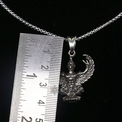 925 sterling silver Garuda pendant necklace, detailed animal jewelry featuring Lord Garuda, tribal-style craftsmanship by TRIBAL ORNAMENTS.