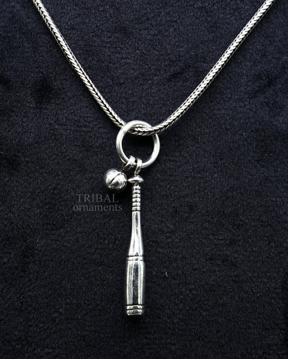 925 sterling silver handmade amazing small baseball bat and ball design pendant, amazing stylish unisex pendant tribal jewelry ssp1579 - TRIBAL ORNAMENTS