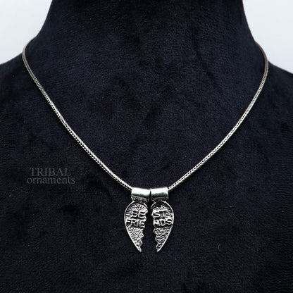 925 sterling silver best friend broken pendant by TRIBAL ORNAMENTS, elegant handmade jewelry with divine design and intricate details