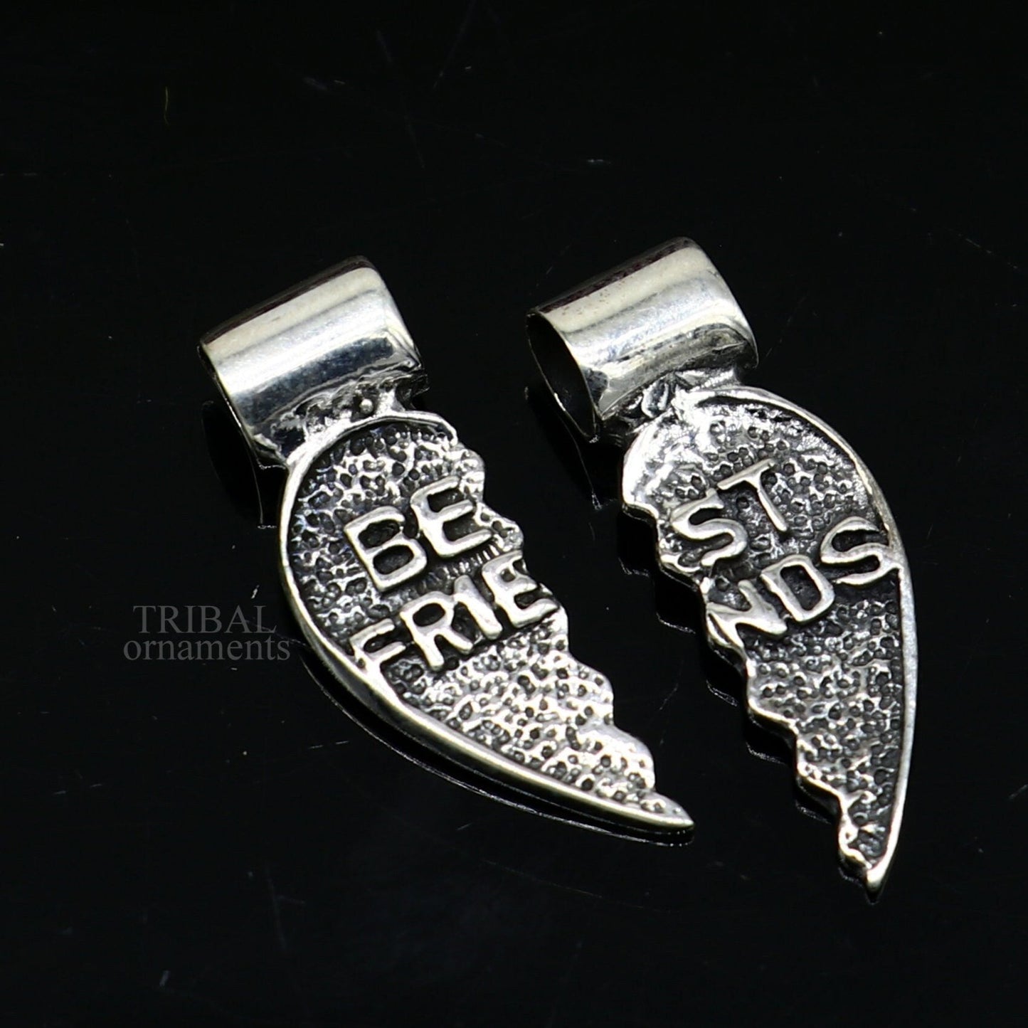 925 sterling silver handmade best friend broken pendant, best gifting silver pendant, elegant divine jewelry ssp1438 - TRIBAL ORNAMENTS