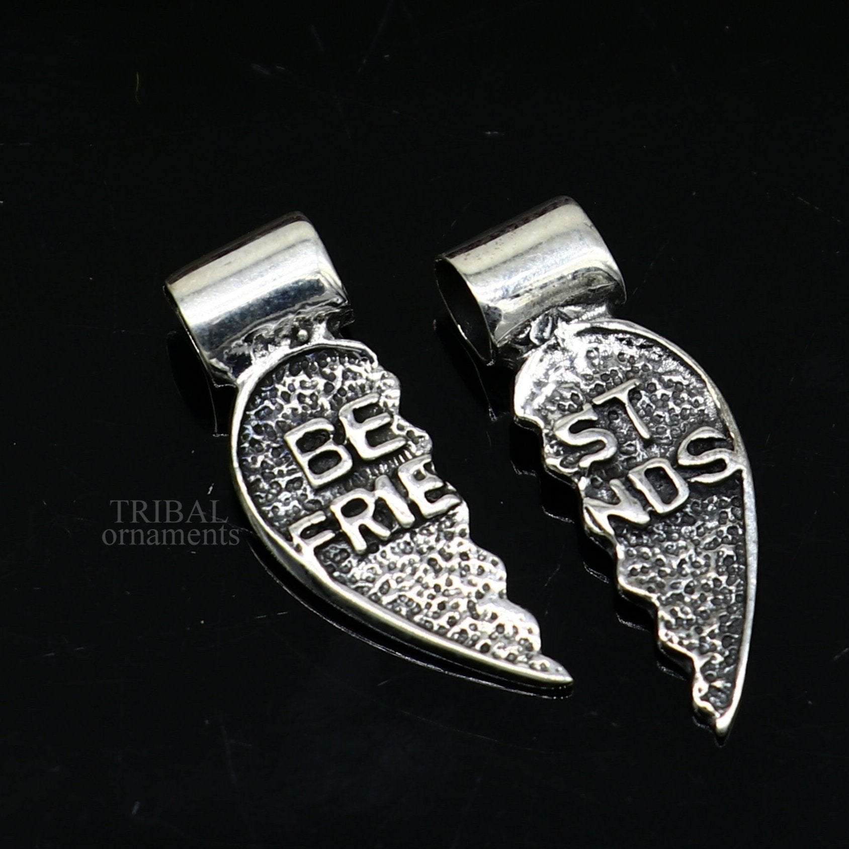 925 sterling silver handmade best friend broken pendant, best gifting silver pendant, elegant divine jewelry ssp1438 - TRIBAL ORNAMENTS