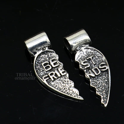 Elegant 925 sterling silver best friend broken pendant by TRIBAL ORNAMENTS, showcasing handmade divine jewelry design.