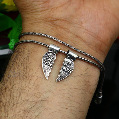Elegant 925 sterling silver best friend broken pendant by TRIBAL ORNAMENTS, featuring handcrafted divine jewelry design.