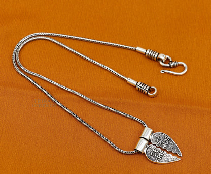925 sterling silver best friend broken pendant by TRIBAL ORNAMENTS, handmade elegant divine jewelry with detailed design.