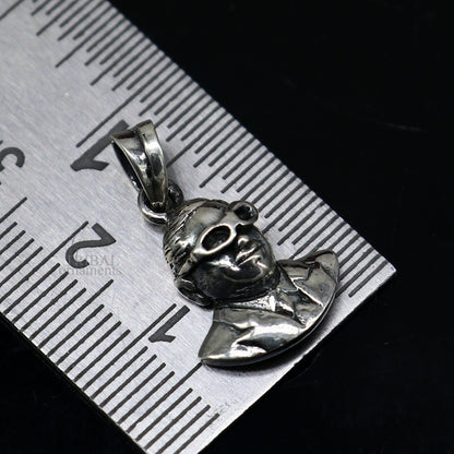 925 sterling silver Bheem Rav Ambedkar design pendant by TRIBAL ORNAMENTS, featuring intricate handcrafted details.