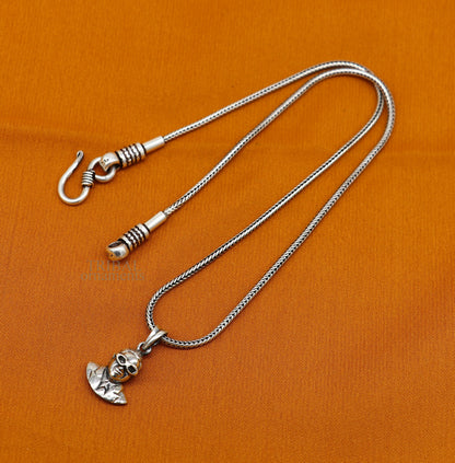 Sterling silver Bheem Rav Ambedkar design pendant by Tribal Ornaments, handcrafted jewelry with detailed ethnic tribal motifs.