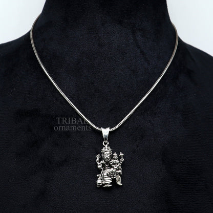 925 sterling silver Vishnu with Laxmi Narsimha pendant, handmade stylish unisex jewelry, personalized tribal ornament design.