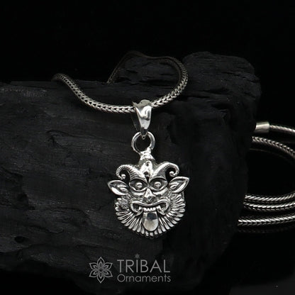 925 sterling silver Evil Eyes protective nazar battu pendant for kids, handmade tribal ornament with traditional evil eye design.