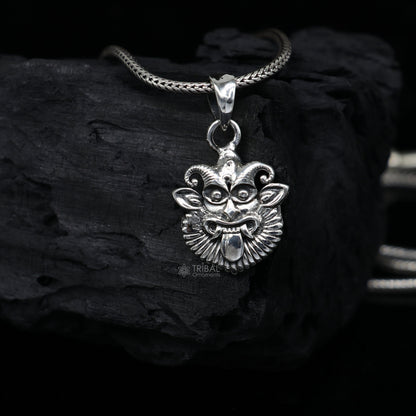 Sterling silver evil eye pendant by TRIBAL ORNAMENTS, handcrafted protective nazar battu jewelry for kids and girls.