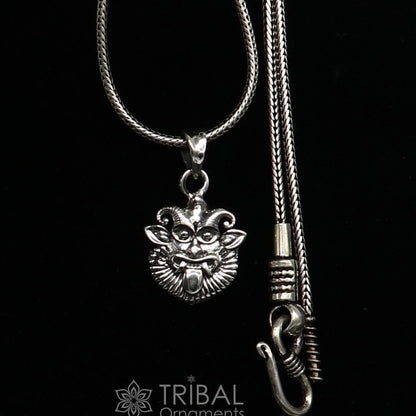 Sterling silver Evil Eyes nazar battu pendant by TRIBAL ORNAMENTS, handmade protective jewelry for kids and girls.