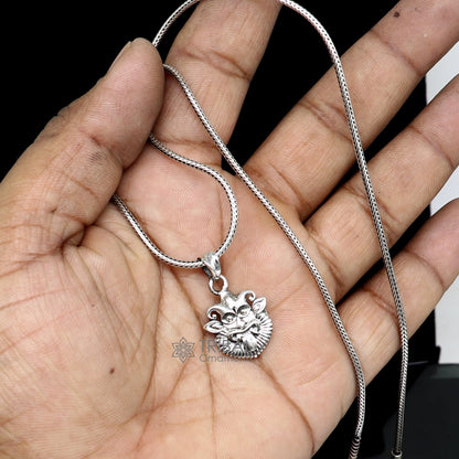 925 sterling silver Evil Eyes Nazar Battu pendant by Tribal Ornaments, handmade protective charm ideal for kids and girls.