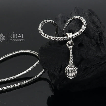 Sterling silver Hanuman Gada pendant by Tribal Ornaments, symbol of power, wisdom, and resilience in detailed handmade design.