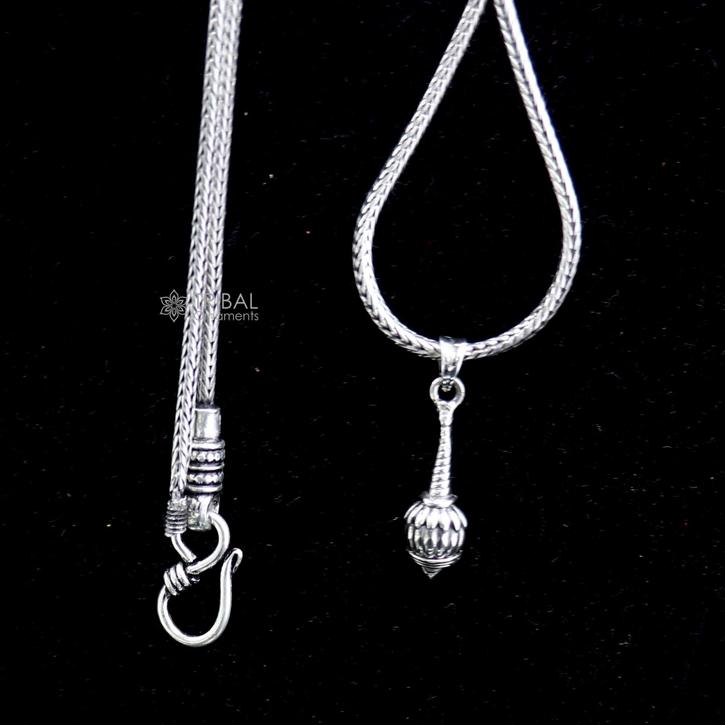 925 sterling silver handmade hanuman weapon Gada pendant symbol of power, wisdom, and resilience nsp676 - TRIBAL ORNAMENTS