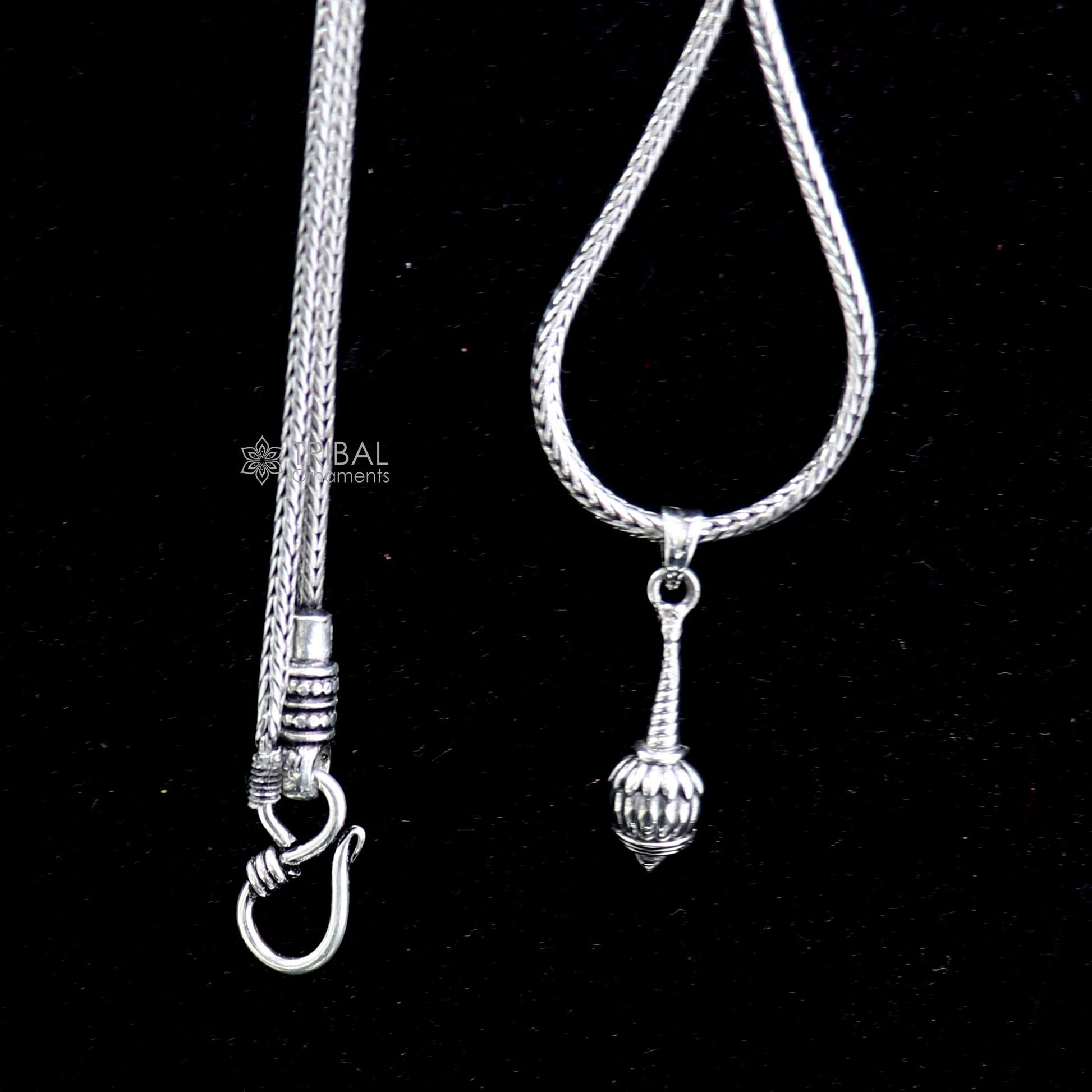 925 sterling silver handmade hanuman weapon Gada pendant symbol of power, wisdom, and resilience nsp676 - TRIBAL ORNAMENTS