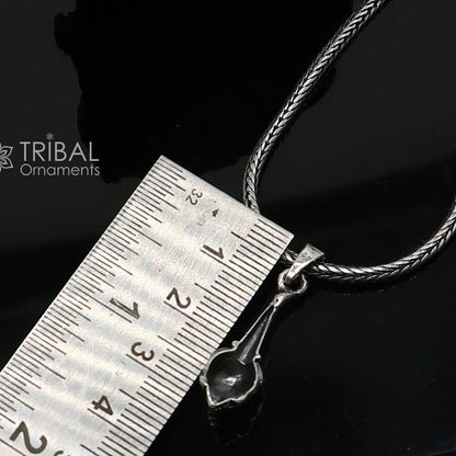 925 sterling silver Hanuman Gada pendant by TRIBAL ORNAMENTS, handmade jewelry symbolizing power, wisdom, and resilience.